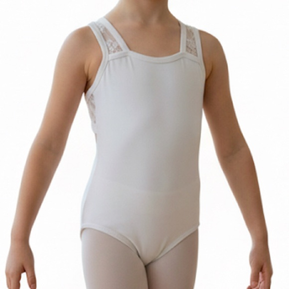 BalTogs Small Child White Lace Back Dance‎ costume Leotard SC